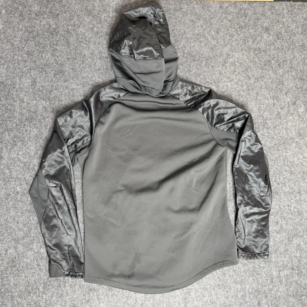 Jordan Mens Full Zip Fleece Hoodie‎ Charcoal Gray Black Mixed Media Jacket Large